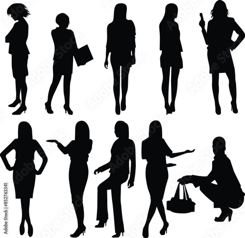 Group of executive man and woman silhouette 