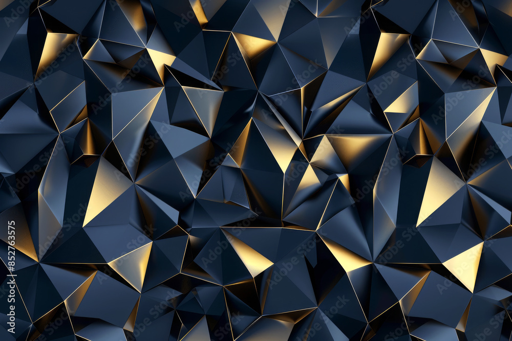 Abstract Dark Blue and Gold Geometric Pattern