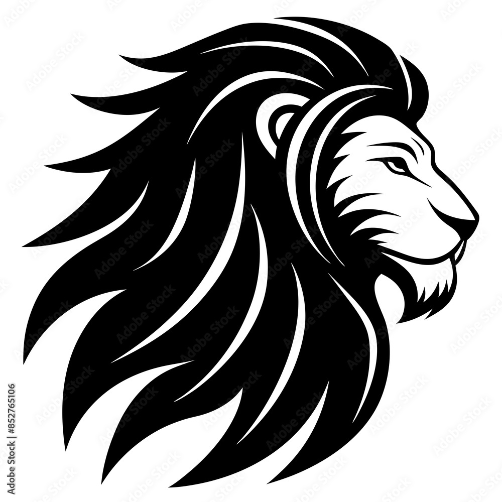 A side profile of a lion silhouette vector illustration A side profile of a lion silhouette vector illustration
