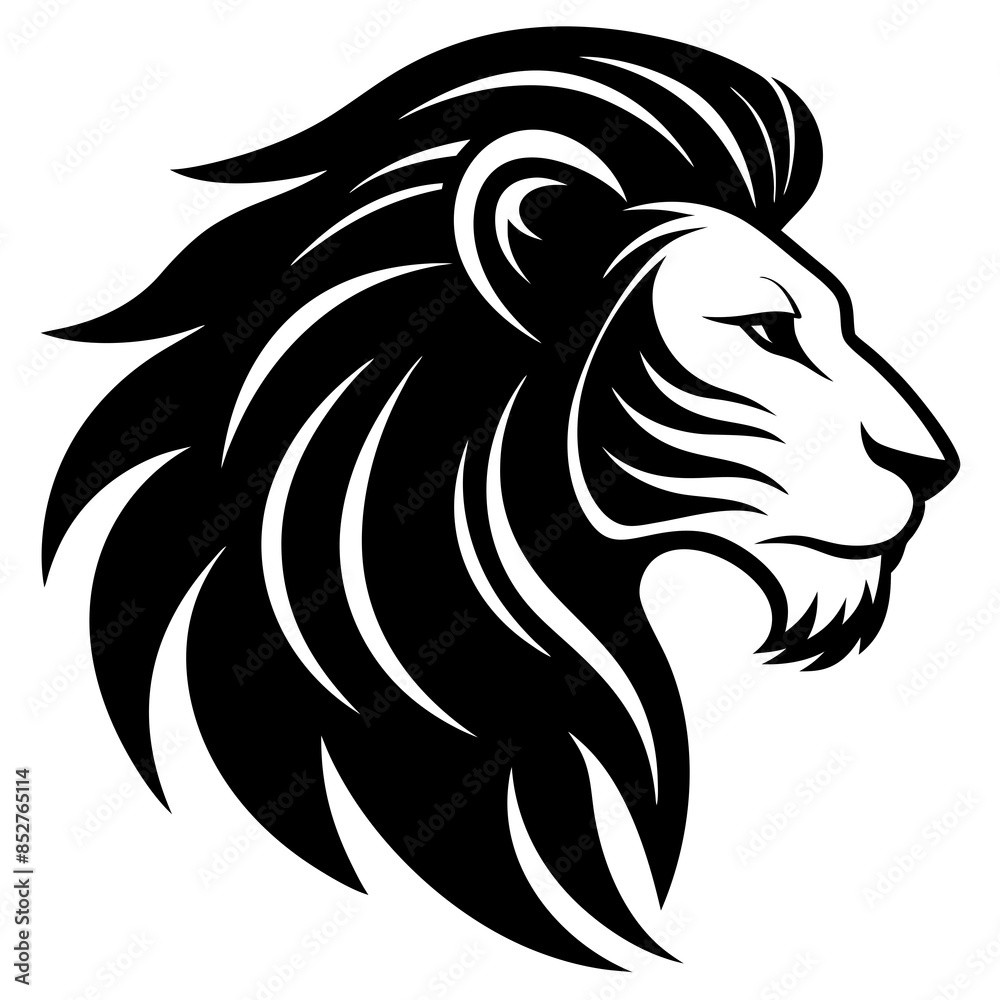 Obraz premium A side profile of a lion silhouette vector illustration 