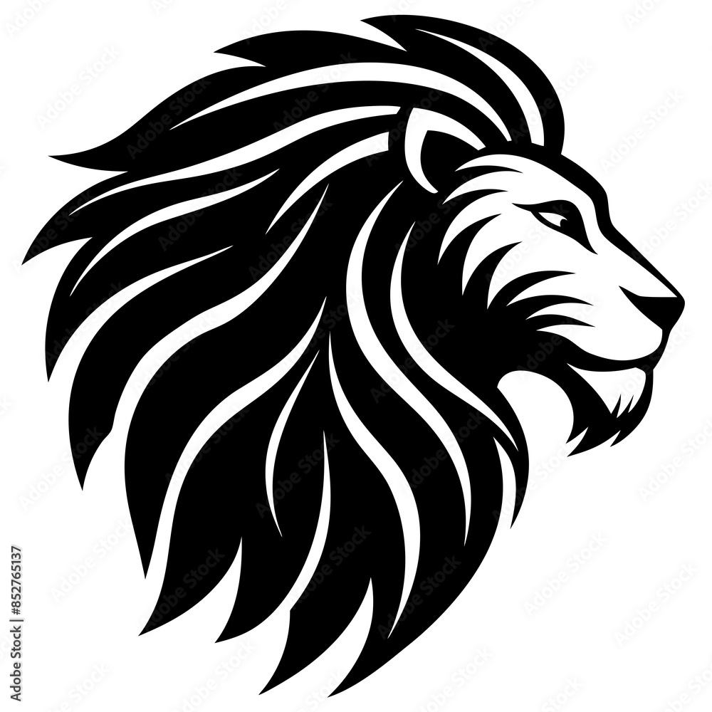 Fototapeta premium A side profile of a lion silhouette vector illustration 