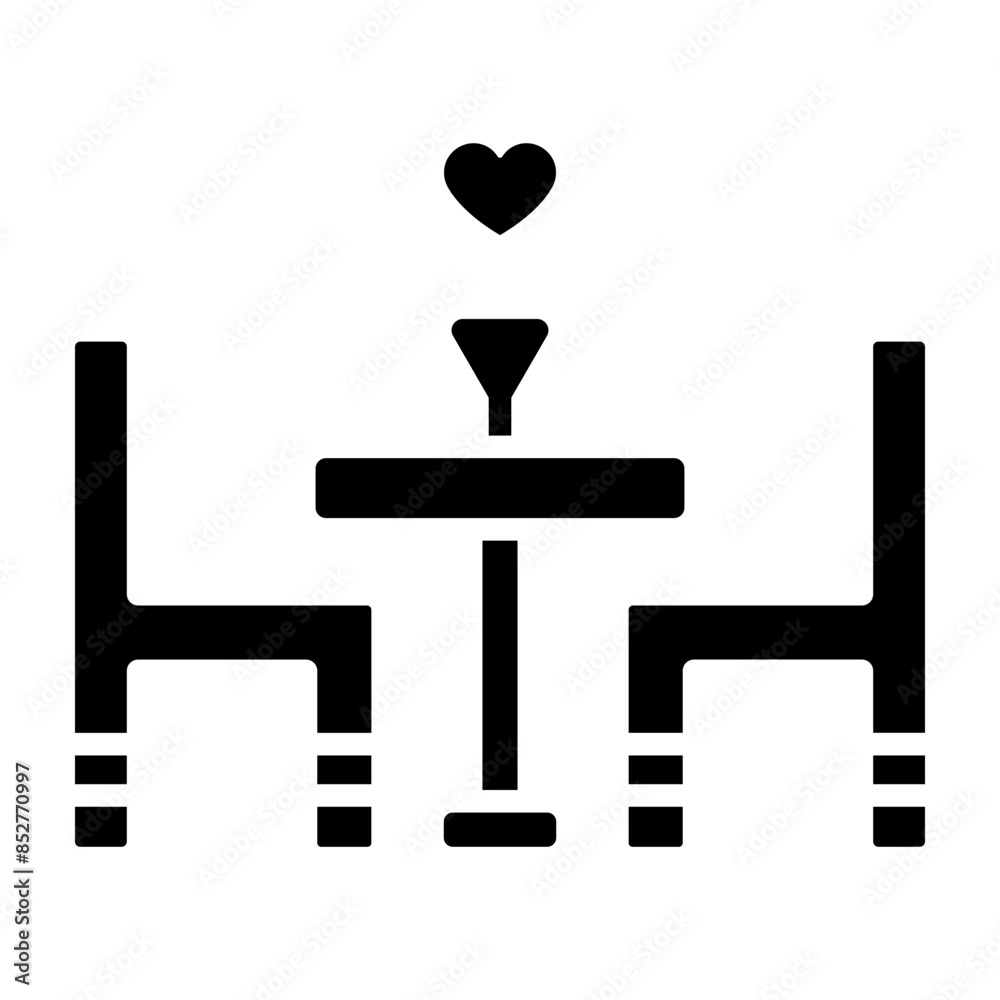 Romantic Dinner Vector Glyph Icon Romantic Dinner Vector Glyph Icon