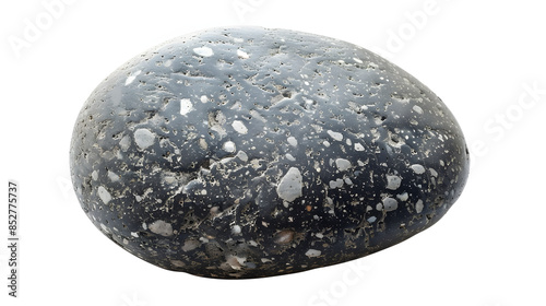 top view of single gray pebble isolated on white background, png photo