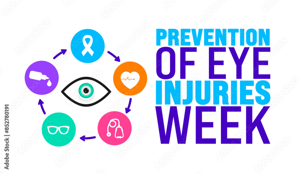 National Prevention of Eye Injuries Awareness week background template. Holiday concept. Use a background, banner, placard, card, and poster design template with text inscription and standard color. National Prevention of Eye Injuries Awareness week background template. Holiday concept. Use a background, banner, placard, card, and poster design template with text inscription and standard color.