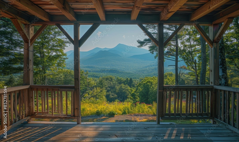 Mountain view from a cabin porch Mountain view from a cabin porch