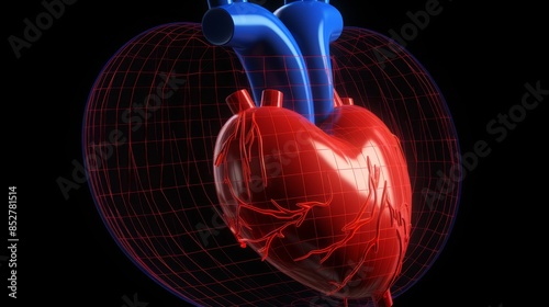 Illustration of electrical impulse conduction pathway in the heart from sinoatrial node photo