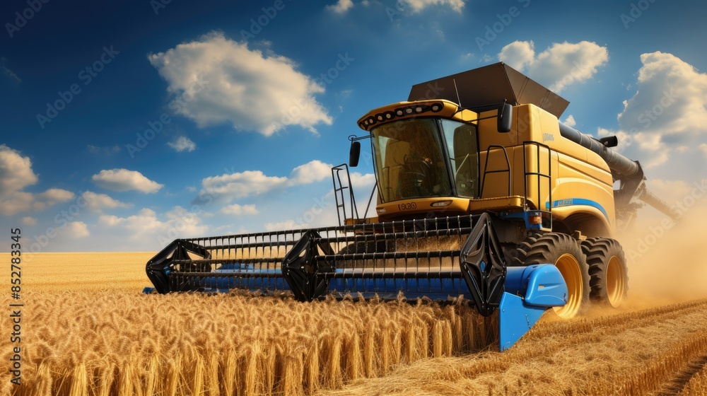 Fototapeta premium combine harvester on field