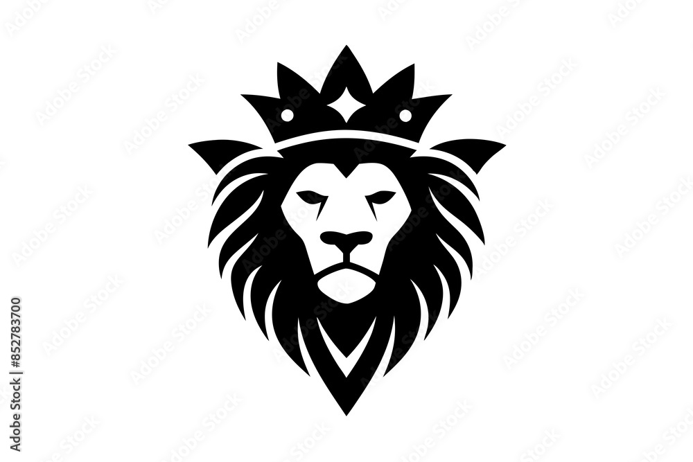 Lion head logo with wear crown vector illustration Lion head logo with wear crown vector illustration