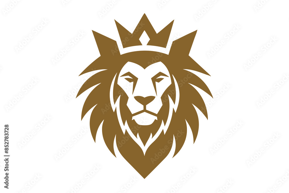Lion head logo with wear crown vector illustration Lion head logo with wear crown vector illustration