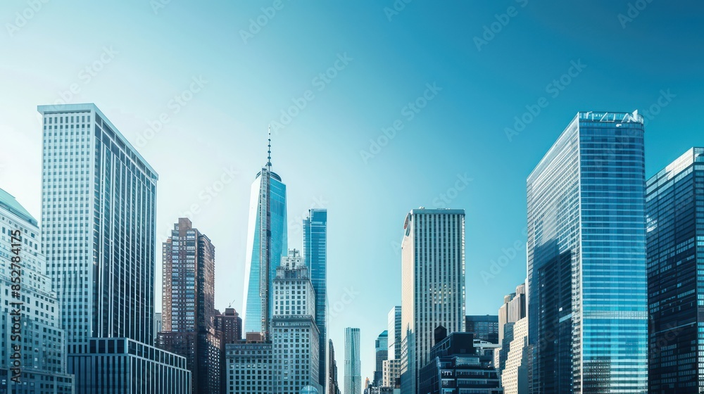 Fototapeta premium Panoramic skyline and buildings with empty concrete square floor