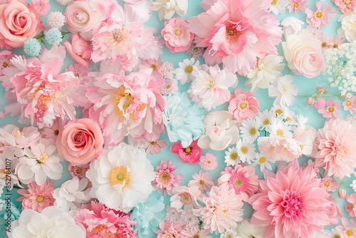 The wall had pastel colored flowers all over, roses and daisies, in pink, baby blue, and white colors