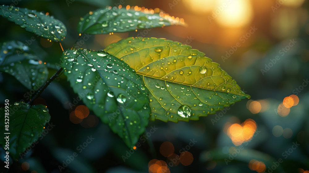 water drop from leaf and laboratory for natural chemistry concept water drop from leaf and laboratory for natural chemistry concept
