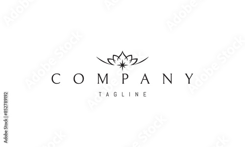 A vector logo featuring an abstract image a lotus flower in a bowl with a star in the middle.