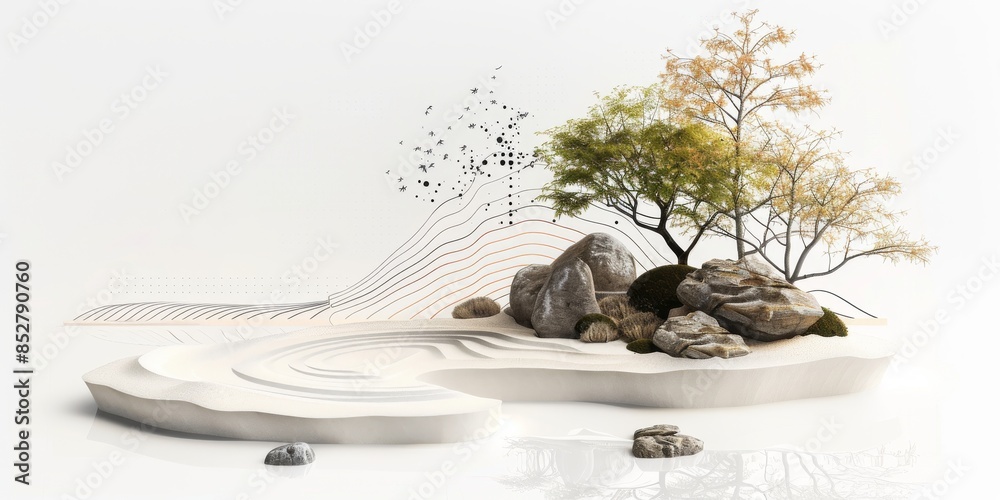 Progress and stress management combined with a graph and a zen garden Progress and stress management combined with a graph and a zen garden
