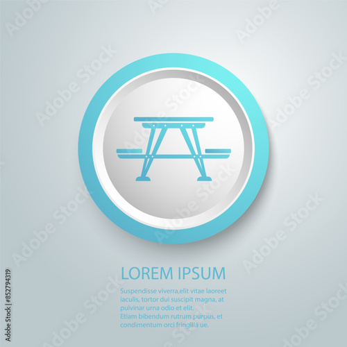 Picnic area, picnic table icon in black flat glyph, filled style isolated on white background