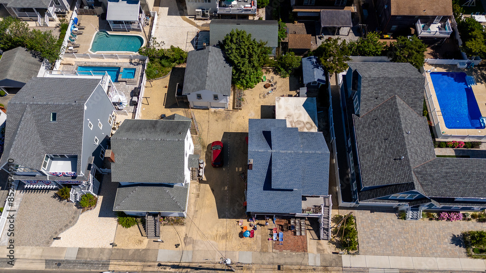 Fototapeta premium Aerial Drone of Seaside Heights Boardwalk