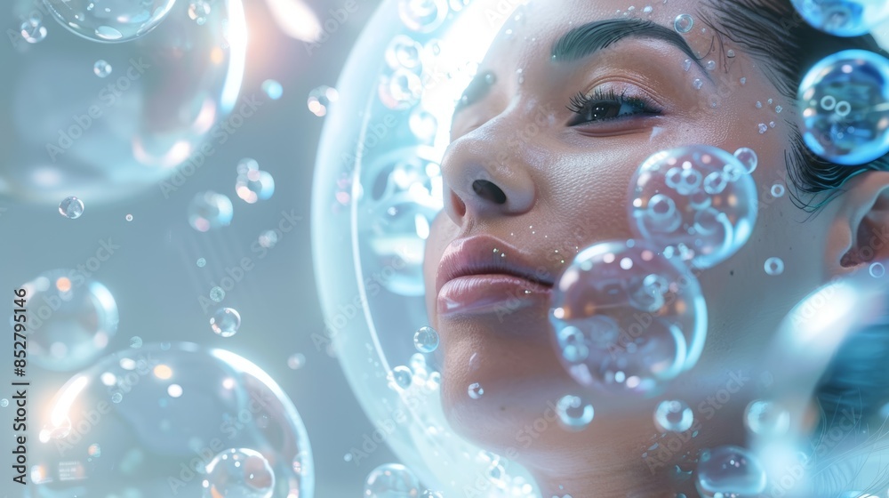 Futuristic Oxygen Bubble Facial Treatment in a Modern Spa for Enhanced Skin Rejuvenation Futuristic Oxygen Bubble Facial Treatment in a Modern Spa for Enhanced Skin Rejuvenation