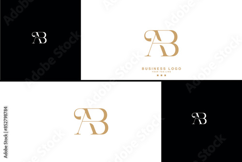 AB, BA, A, B, Abstract Letters Logo Monogram