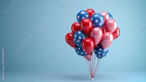 helium balloons with american flag colors photo