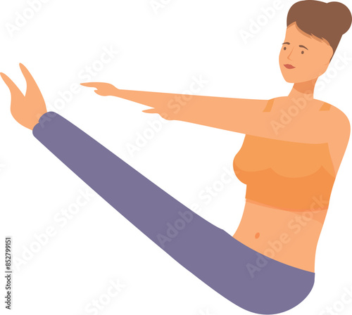 Fitness instructor practicing yoga, performing paripurna navasana exercise, working out in sportswear