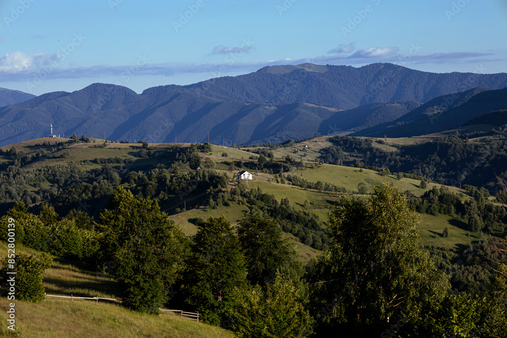 Obraz premium Picturesque mountain landscape at sunset. Beautiful world.
