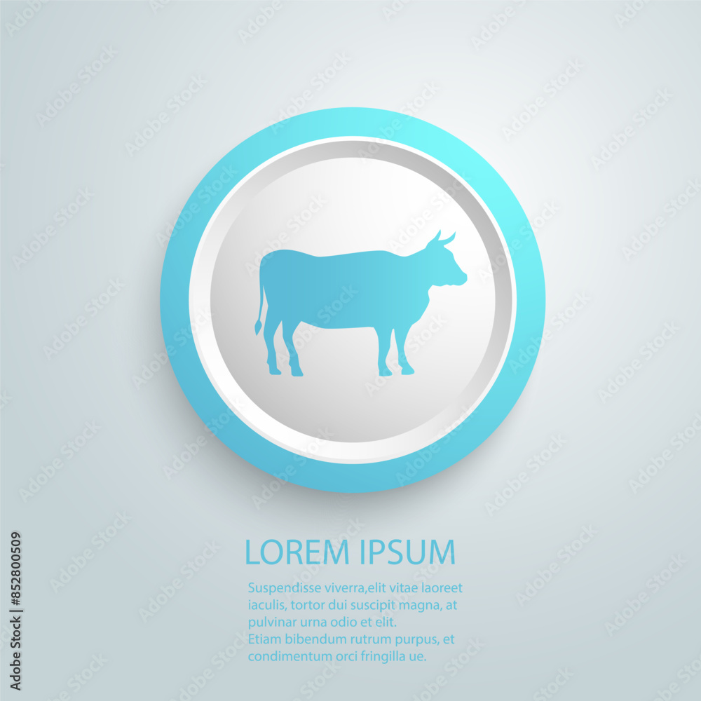 Cow icon in solid flat style vector