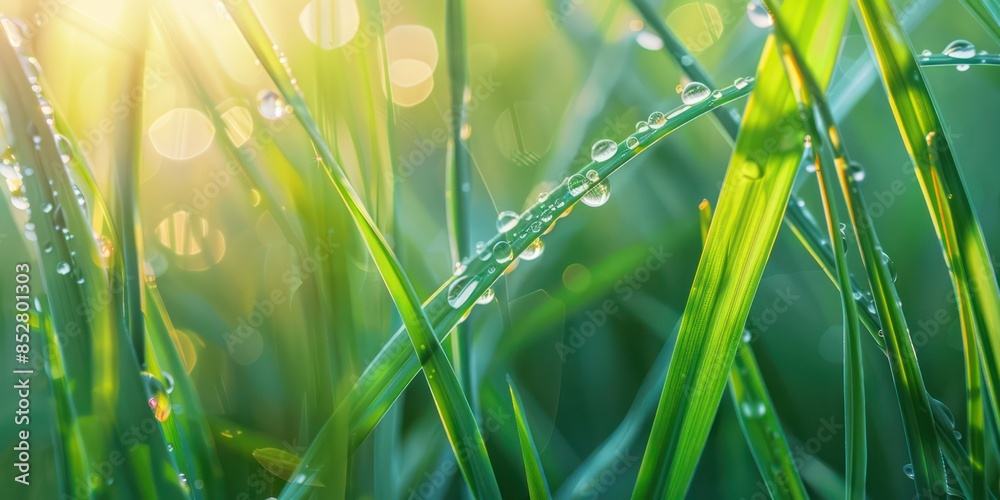 Fototapeta premium A delicate dew drop, nature's essence of purity, nourishes skin with hydrating grace, bestowing a radiant and luminous complexion.