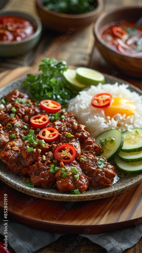 Cinematic presentation of rendang. High quality photography. Cinematic presentation of rendang. High quality photography.