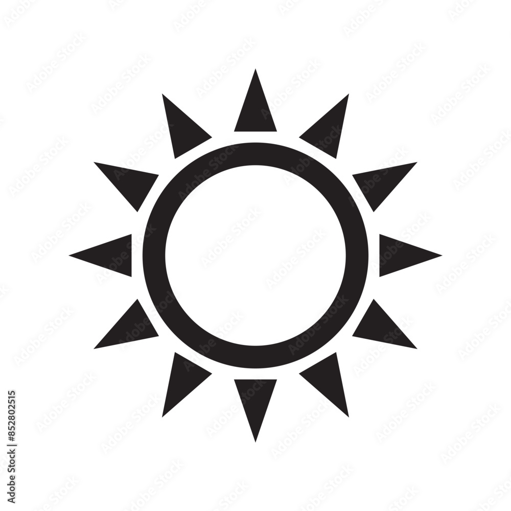 Sun icon, sun symbol isolated on white. Sun icon, sun symbol isolated on white.