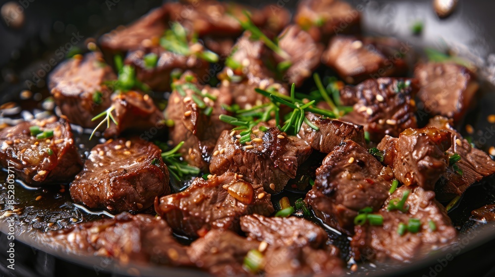 Beef freshly cooked on the stovetop Beef freshly cooked on the stovetop