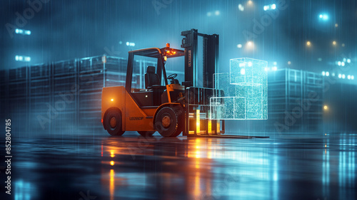 Future forklift truck loading holoboxes