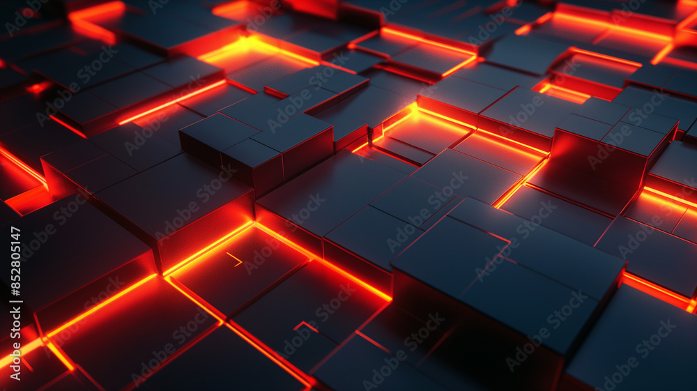 abstract background with black squares and red light abstract background with black squares and red light