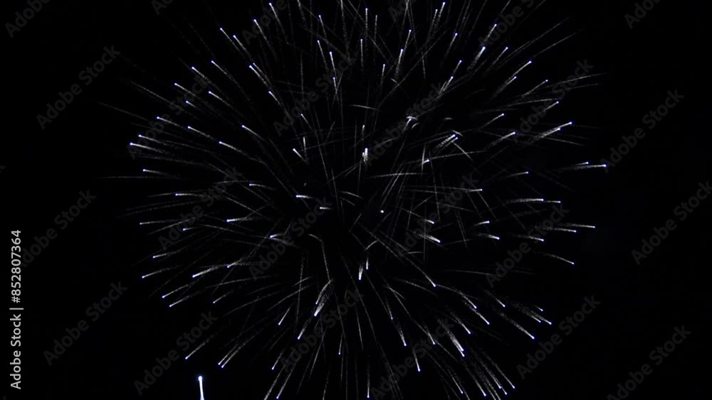 Beautiful solemn salute in honor of holiday against background of black night sky. Great fireworks. Beautiful solemn salute in honor of holiday against background of black night sky. Great fireworks.