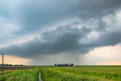 Precipitation core with rain and hail from a severe thunderstorm over the plains