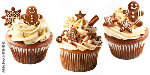 Set of cupcakes with gingerbread. photo