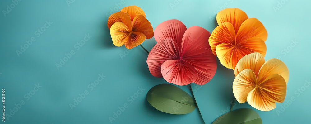 Vibrant Close Up of Colorful Paper Flowers on Blue Background Creative Handmade Floral Art Unique Decor Ideas for Craft Enthusiasts Bright and Cheerful Decoration Inspiration Vibrant Close Up of Colorful Paper Flowers on Blue Background Creative Handmade Floral Art Unique Decor Ideas for Craft Enthusiasts Bright and Cheerful Decoration Inspiration