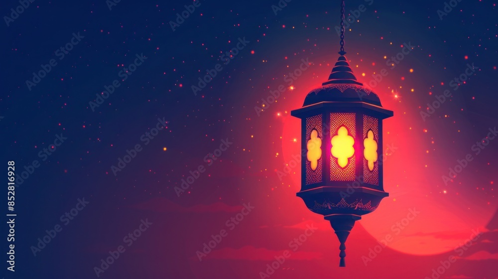 Ornate Lantern Against a Starry Red Sky Ornate Lantern Against a Starry Red Sky