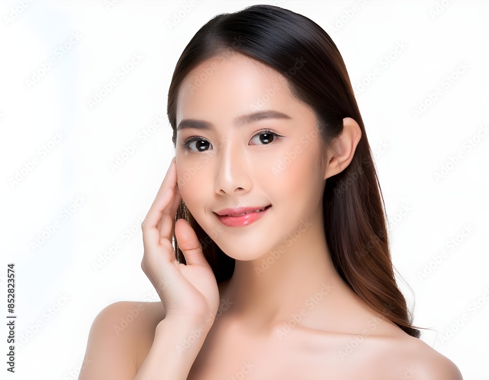 Skin Care Concept Charming young korean woman with perfect makeup photo composition Skin Care Concept Charming young korean woman with perfect makeup photo composition