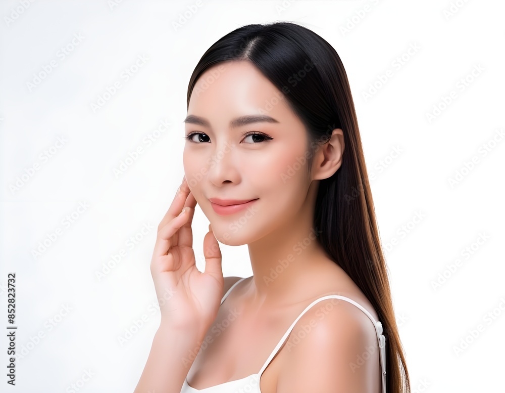 Skin Care Concept Charming young korean woman with perfect makeup photo composition Skin Care Concept Charming young korean woman with perfect makeup photo composition