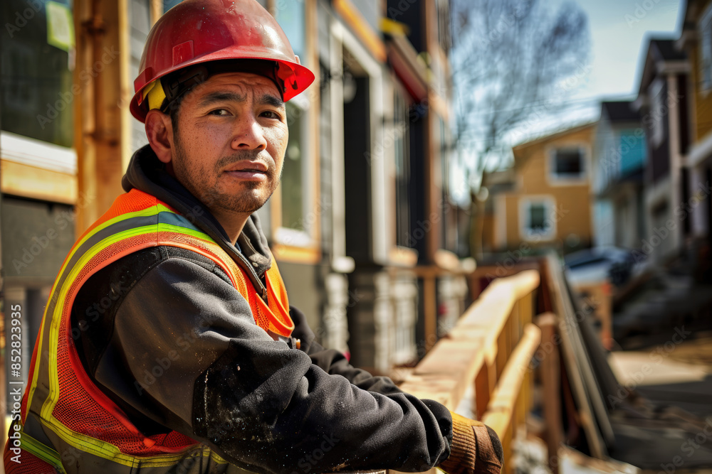Fototapeta premium Construction Worker on Site at Midday