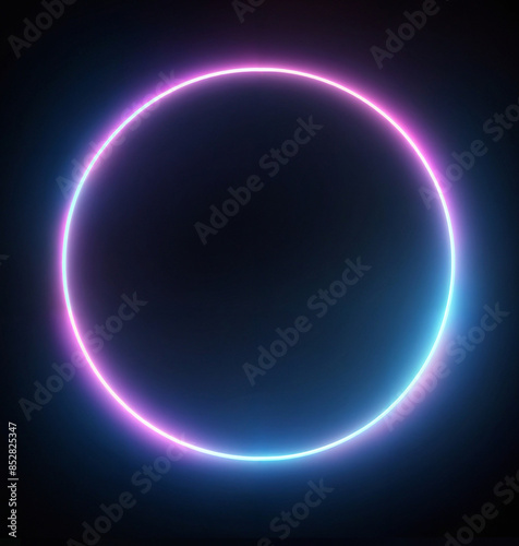 Illustration of a a neon pink circle round circular neonlight with a blue outline lights. © nasir1164