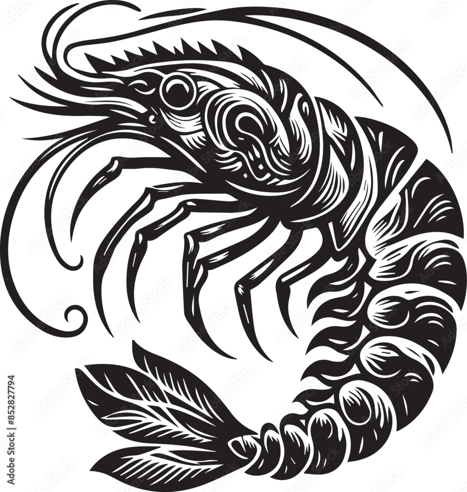 Fototapeta premium Shrimp fish silhouette