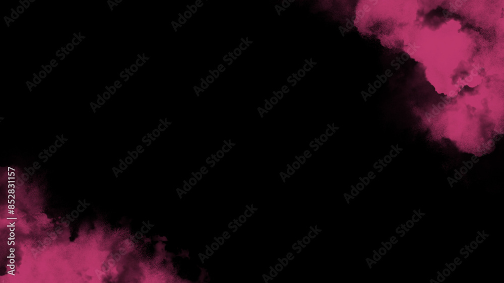 Black background with pink clouds.