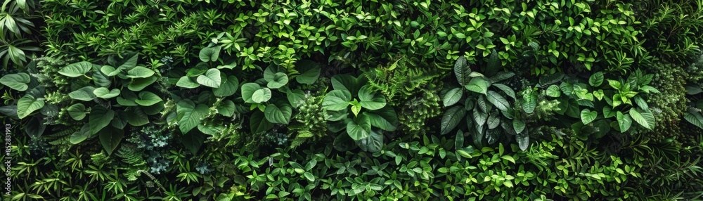 Picture vibrant green foliage wall, teeming with nature's beauty Picture vibrant green foliage wall, teeming with nature's beauty