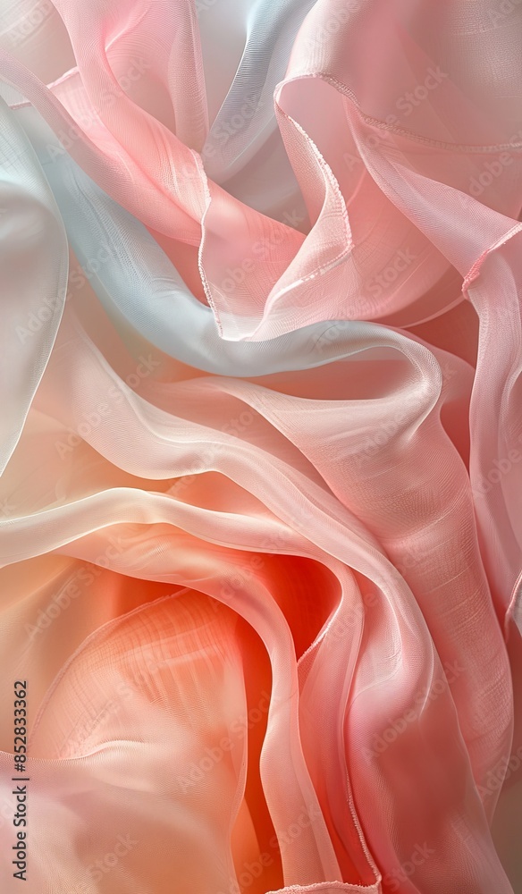 Obraz premium Closeup of soft pastel colored fabrics with flowing textures and gentle hues