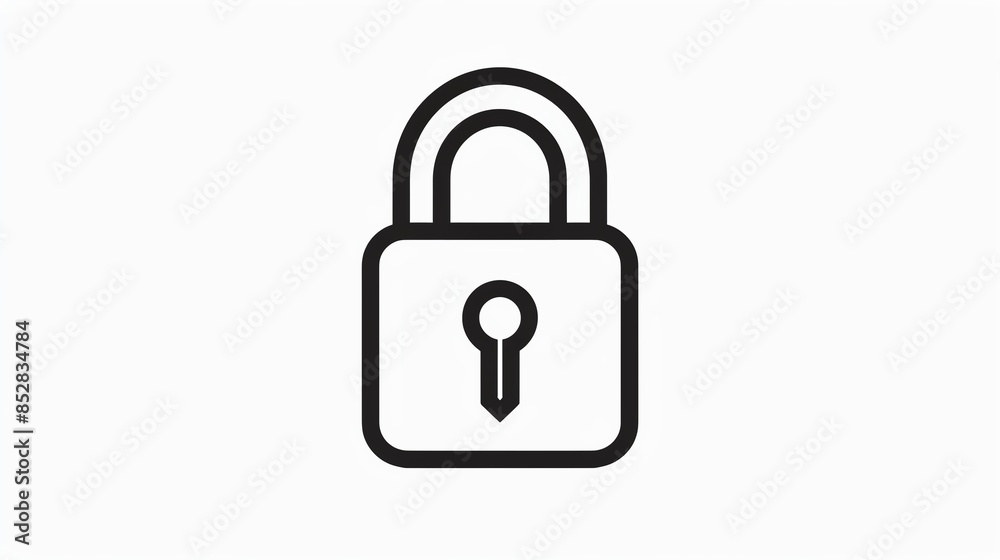 Minimalist black and white padlock icon on a clean background, representing security, privacy, and protection in a modern design. Minimalist black and white padlock icon on a clean background, representing security, privacy, and protection in a modern design.