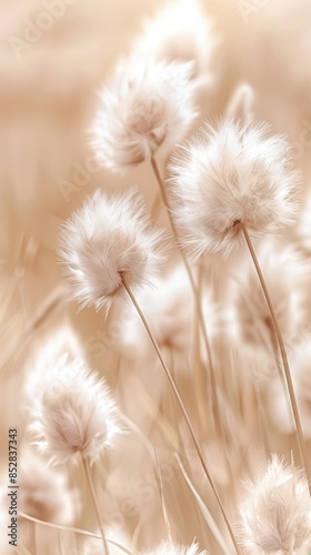 Close-up of Fluffy Cotton-like Flowers in Warm Light photo