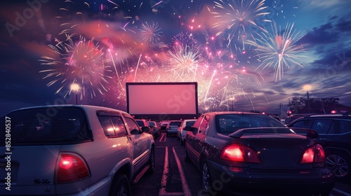 Patriotic Drive-In Movie Night Under the Stars with Vintage Cars photo