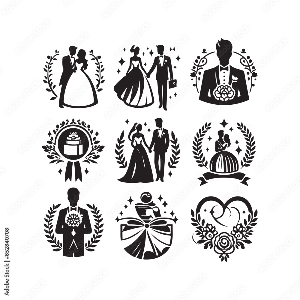 bride & groom, unique floral half moon love black vector silhouette bride groom unique design icons bundle silhouette vector image with withe backgrounds
bride & groom, unique floral half moon love black vector silhouette bride groom unique design icons bundle silhouette vector image with withe backgrounds