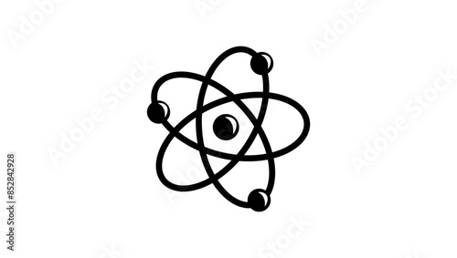 Atom logo, black isolated silhouette